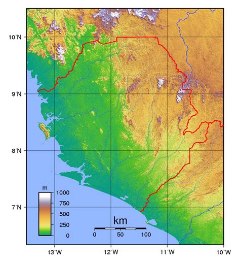Topographical Map Of Sierra Leone Sierra Leone Topographical Map