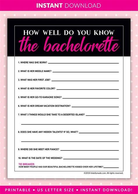 How Well Do You Know The Bachelorette Party Game Who Knows Etsy Bachelorette Bachelorette