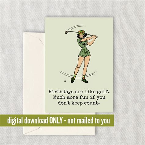 Funny Golf Birthday Card Golf Printable Card Downloadable Etsy