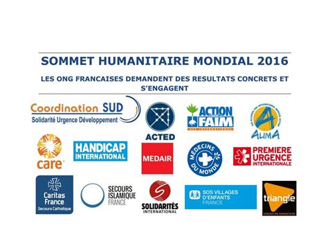 Engagements Et Demandes Des Ong Françaises Pour Le Sommet Humanitaire