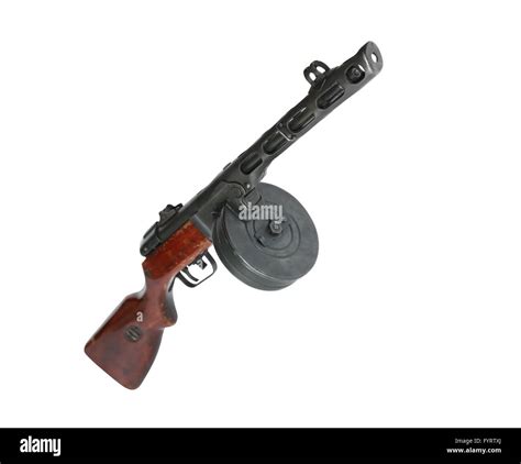 Famous Soviet Submachine Gun Ppsh 41 Isolated On White Background With