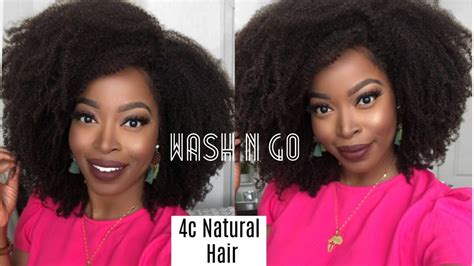 How To Wash And Go On 4c Natural Hair Ft Kinky Full Lace Wig Youtube