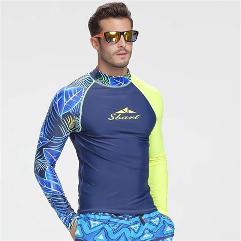 Sbart Long Sleeve Swimwear Men Rashguard Surfing Diving Shirt Clothing
