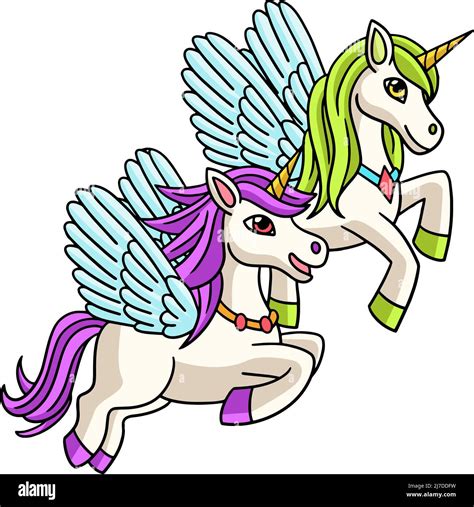 Flying Unicorns Cartoon Colored Clipart Stock Vector Image And Art Alamy