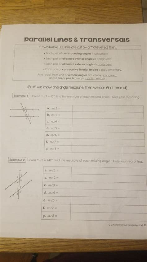 The pythagorean theorem deals with which relationship in a right. Parallel Lines And Transversals Worksheet Answers Gina ...