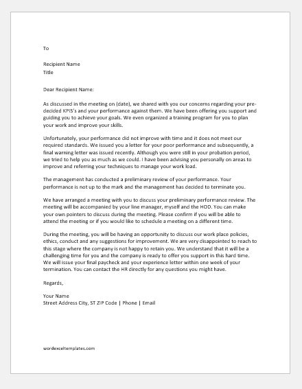 Employers are required to provide official letters, or movement permits, for employees who are working during the movement control order (mco) to facilitate their movement in the event that they are stopped by patrol authorities during the restricted period, according to the. Termination letter due to poor performance during ...