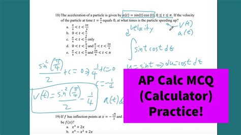 Practice Ap Calculus Exam Questions Mcq Calculator Youtube