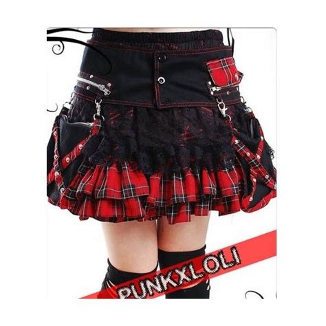 Red Plaid Studded Mini Emo Cyber Punk Goth Skirts Clothing Sku 11406176