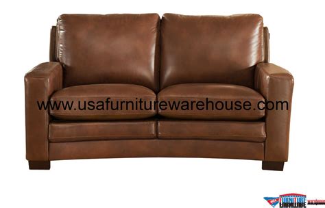 Joanna Full Top Grain Brown Leather Loveseat Usa Furniture Warehouse