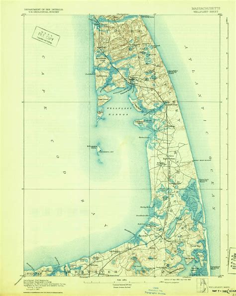 Wellfleet Massachusetts 1893 1932 Usgs Old Topo Map 15x15 Quad Old