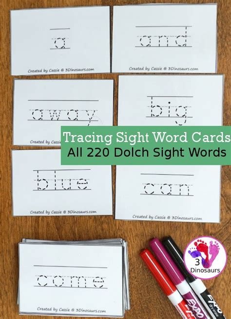 Free Tracing Sight Word Cards All 220 Dolch Sight Words 8 Cards Per
