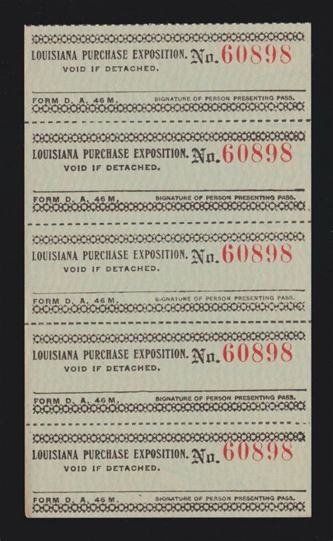 1904 Louisiana Purchase Exposition Admission Ticket Booklet Page Ch Cu