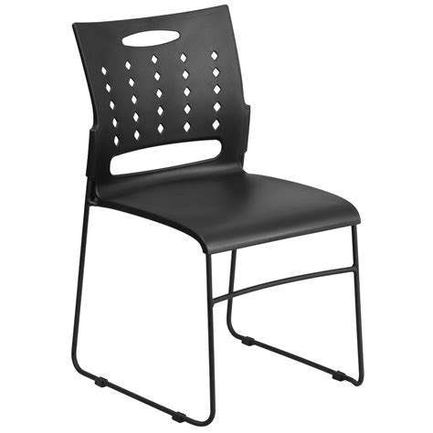 Flash Furniture Rut 2 Bk Gg Hercules Black Sled Base Stack Chair With