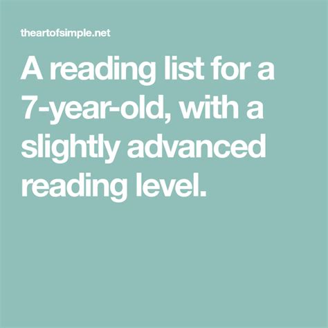 A Reading List For A 7 Year Old With A Slightly Advanced Reading Level