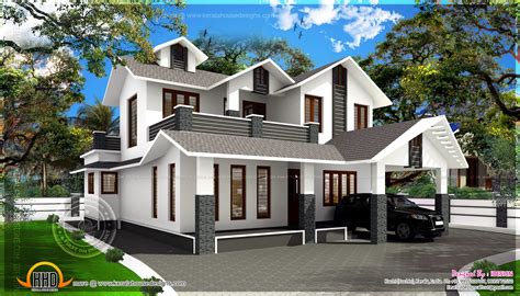 1700 Square Feet Sloping Roof Villa Kerala Home Design And Floor