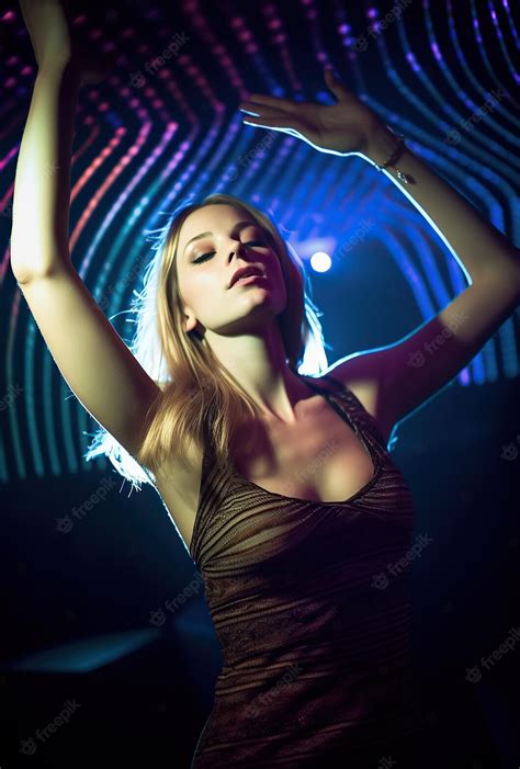 premium photo a woman dancing in a club with a colorful light behind her