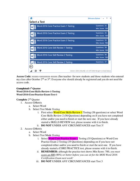GMetrix Assignment Instructions - Access Code: xxxxx-xxxxxxxx-xxxxx