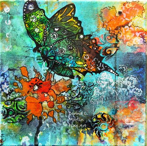 Original Mixed Media Painting Butterflies Are Free By Colorado