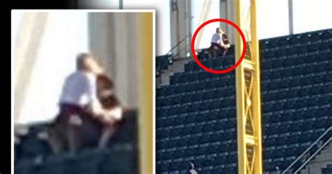 Couple Use Empty Stand At Sports Stadium For Matchday Sex Session