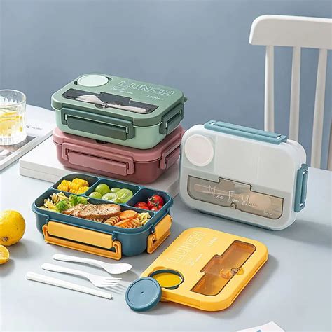 1300ml Portable With Grid Division Lunch Box Kids Students Office Bento