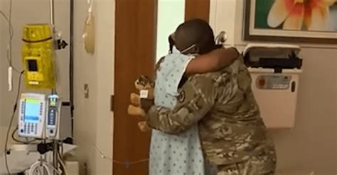 army husband surprises pregnant wife just in time