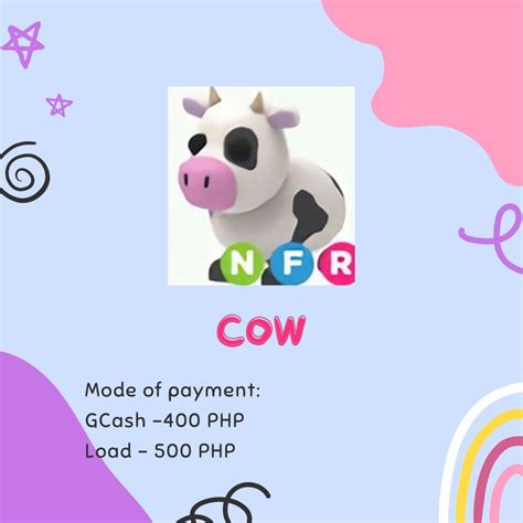 Adopt Me Nfr Cow Neon Fly Ride On Carousell