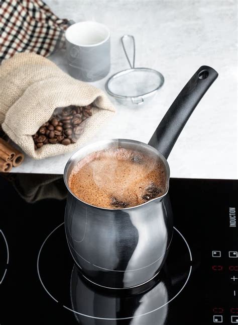 Stainless Steel Coffee Pot Suitable For Induction Hob Stock Image