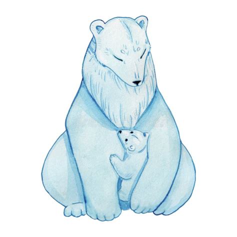 Polar Bear Watercolor Illustration Cute Baby Bear Illustration For