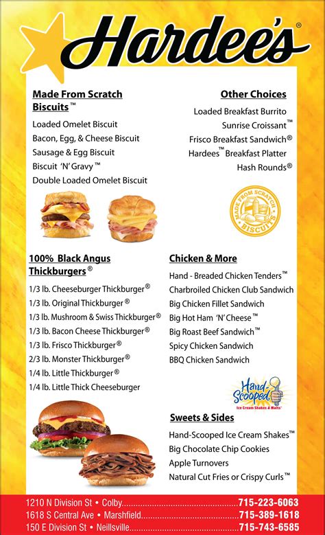 Hardees | Fast Food | Menu | Restaurant Marshfield WI