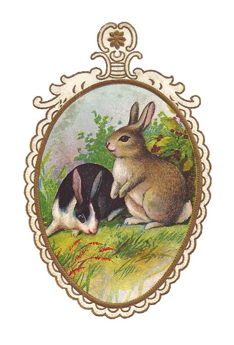 Antique Images Vintage Easter Clip Art 2 Easter Bunnies On Vintage