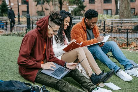 Cheerful Diverse Classmates Studying In Park · Free Stock Photo