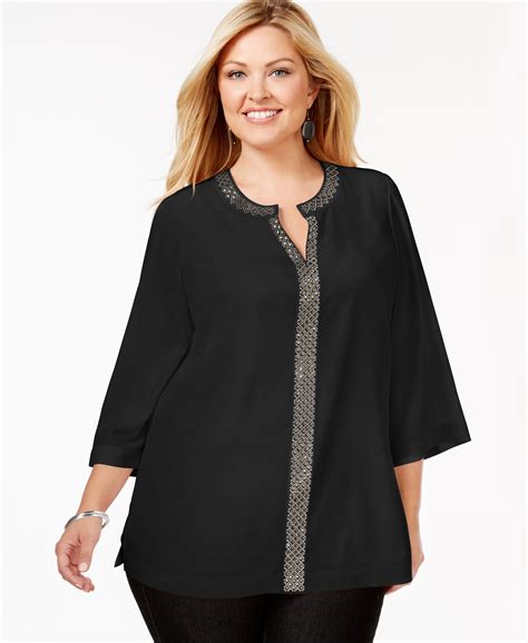 Charter Club Plus Size Studded Blouse Only At Macys Tops Plus