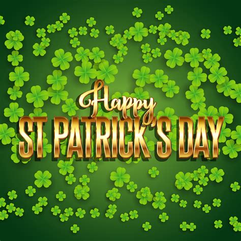St Patricks Day Background With Shamrock And Metallic Gold Text 332233