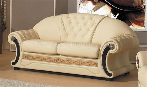 Cleopatra Sofa Set 3pc In Beige Half Leather By Vig