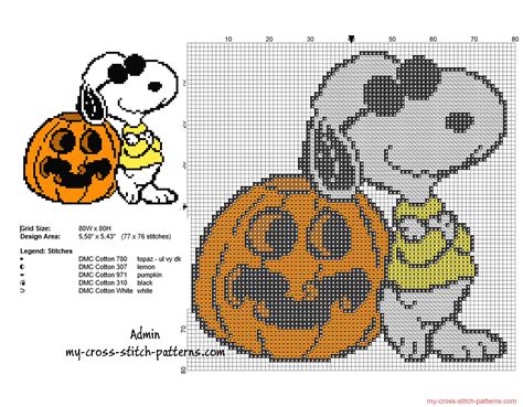 Halloween Snoopy With A Pumpkin Free Small Cross Stitch Pattern Free