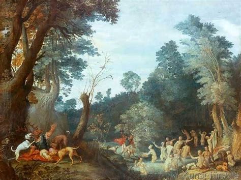 Dietterlin Forest Landscape With Diana And Actaeon Art Print Framed