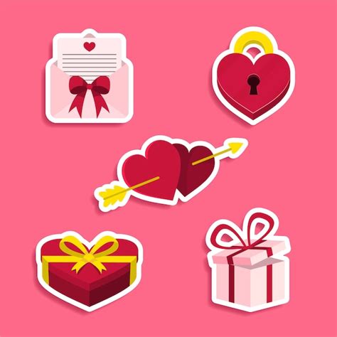 Free Vector Flat Valentine S Day Stickers Collection