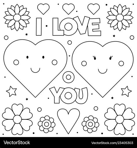 I love you coloring page black and white Vector Image
