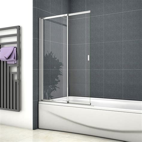 800x1400mm Over Bath Sliding Shower Screen Straight Framed Door Glass