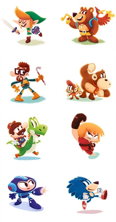 Cute Illustrations Of Classic Video Game Characters Game Character