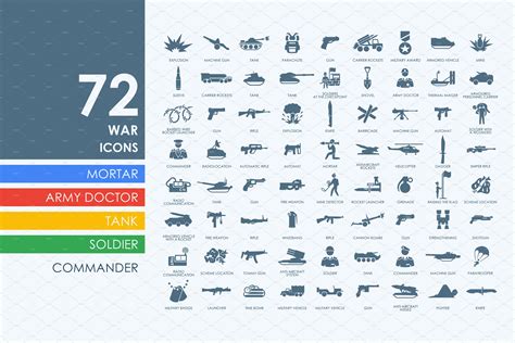 72 War Icons Graphic Objects Creative Market