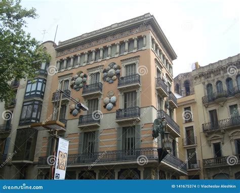 View Of The Beautiful Houses On La Rambla In Barcelona Editorial Stock