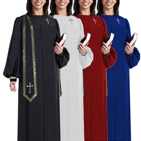 modern style church ladies full length clergy dress long sleeve cassock robe pastor dress church