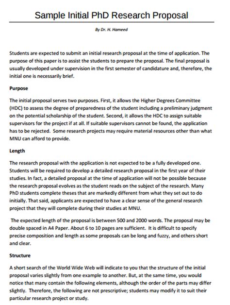 Example Of Research Proposal For Phd Application