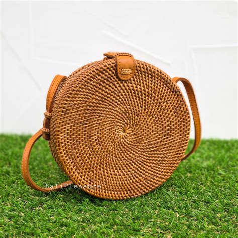 Round Rattan Bag Bali Bag Straw Bag Handwoven Shoulder Etsy Australia