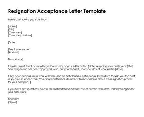 10 Best Samples Of Resignation Acceptance Letters