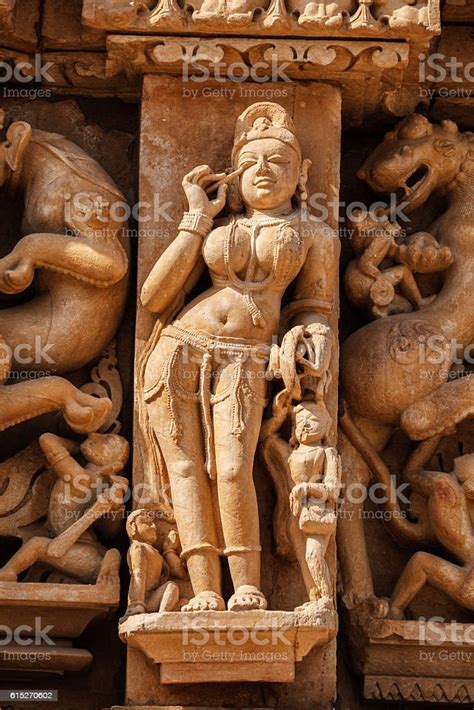 Famous Sculptures Of Khajuraho Temples India Stock Photo Download