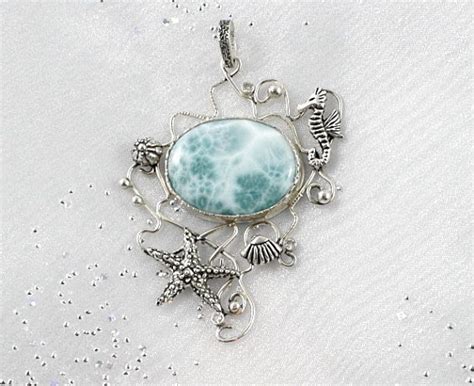 Big Larimar Pendant For A Necklace Larimar Starfish Necklace Etsy