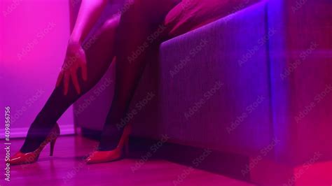 Sexual Woman Legs On The Bed Red Light District Stock ビデオ Adobe Stock