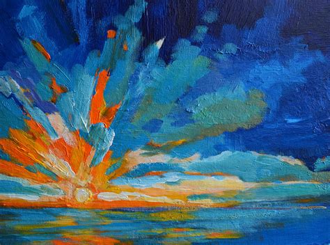 Orange Blue Sunset Landscape Painting By Patricia Awapara Fine Art